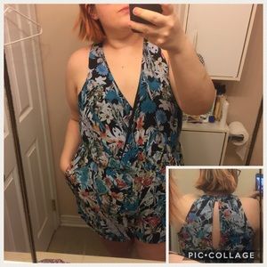 Plus Size Low Cut Tropical Romper